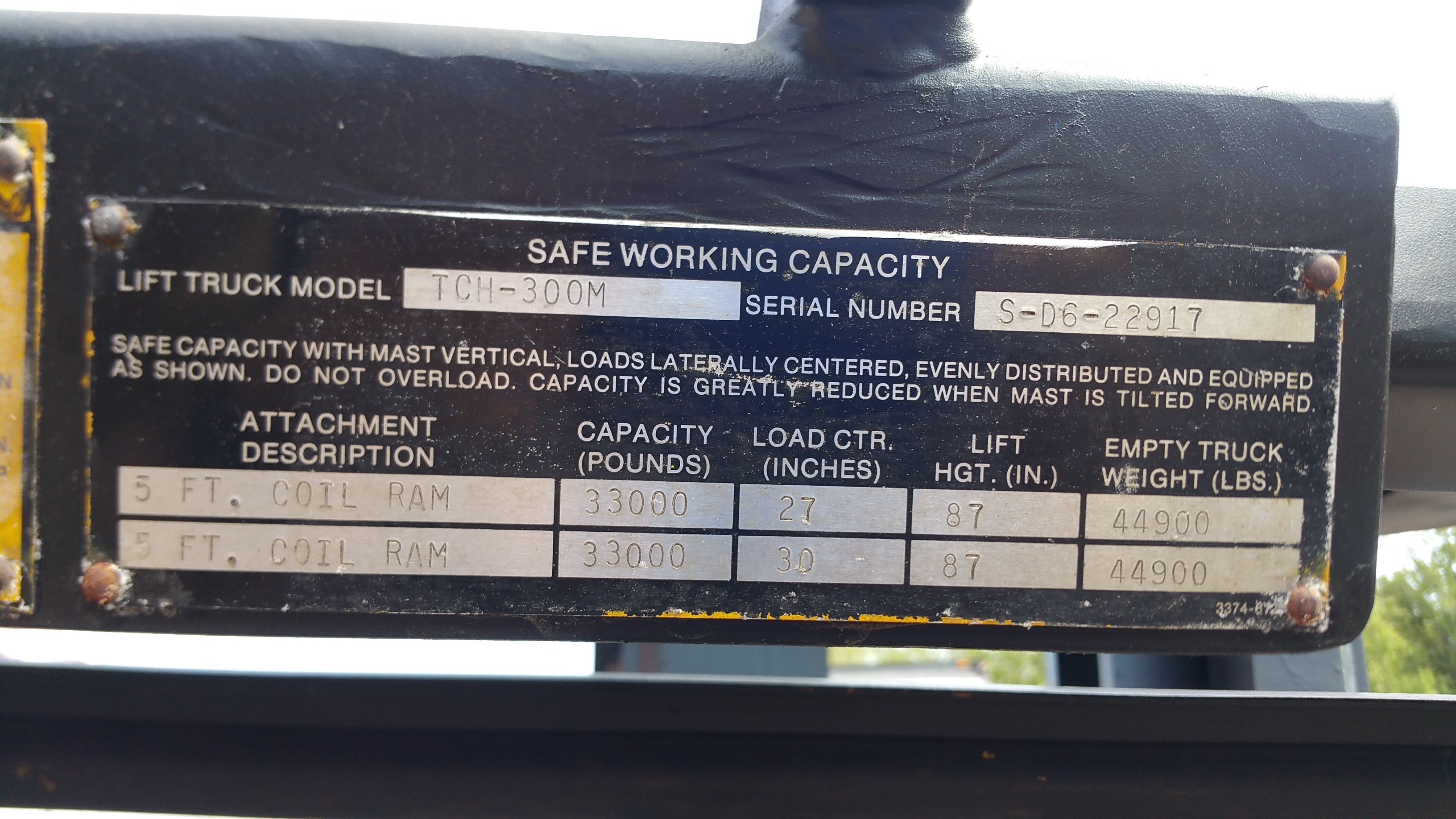 30,000lb. Capacity @ 36" Load Center Taylor Hard-Tire Forklifts (3 Available) For Sale