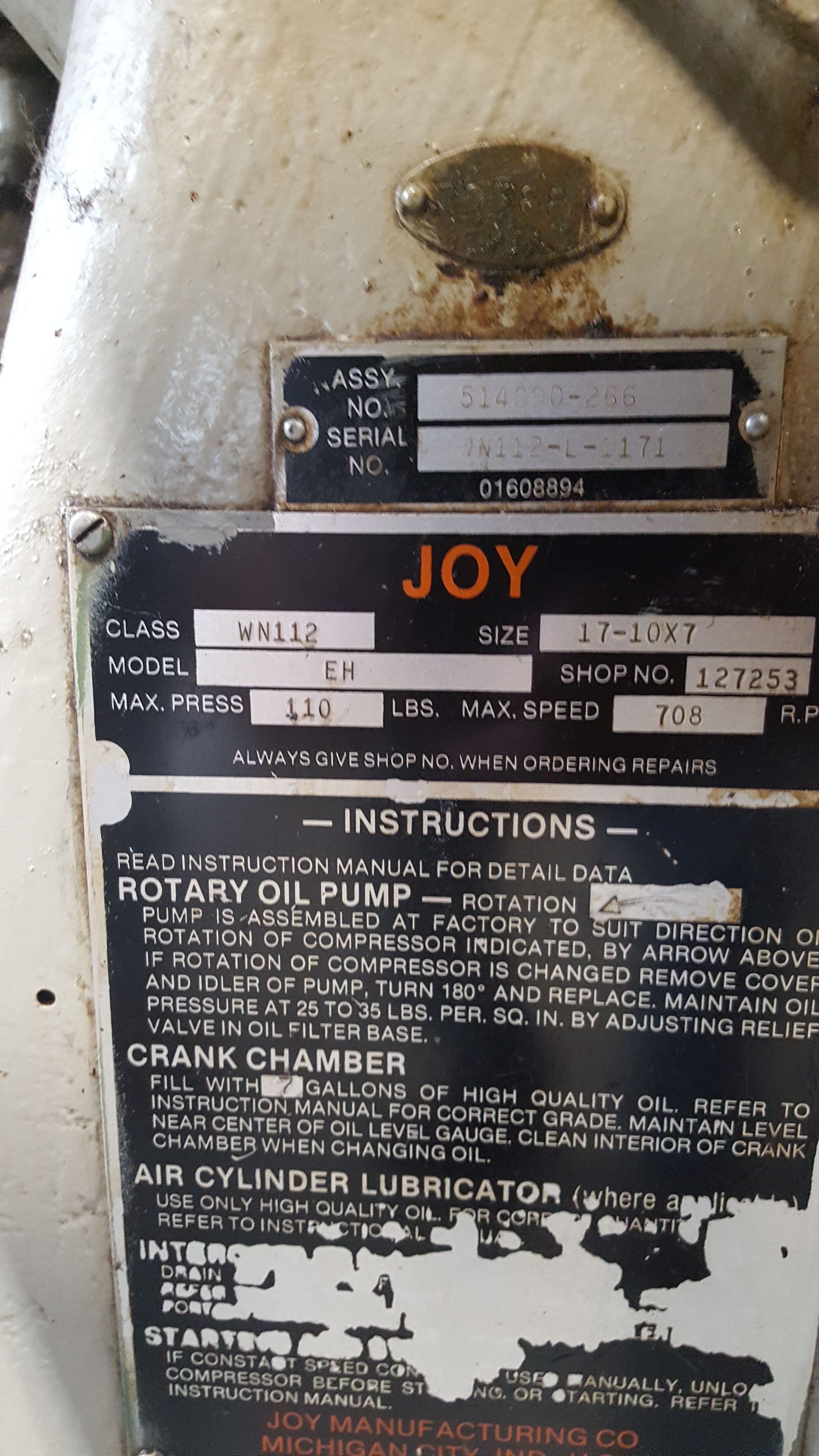 Joy Compressor Package (3) For Sale