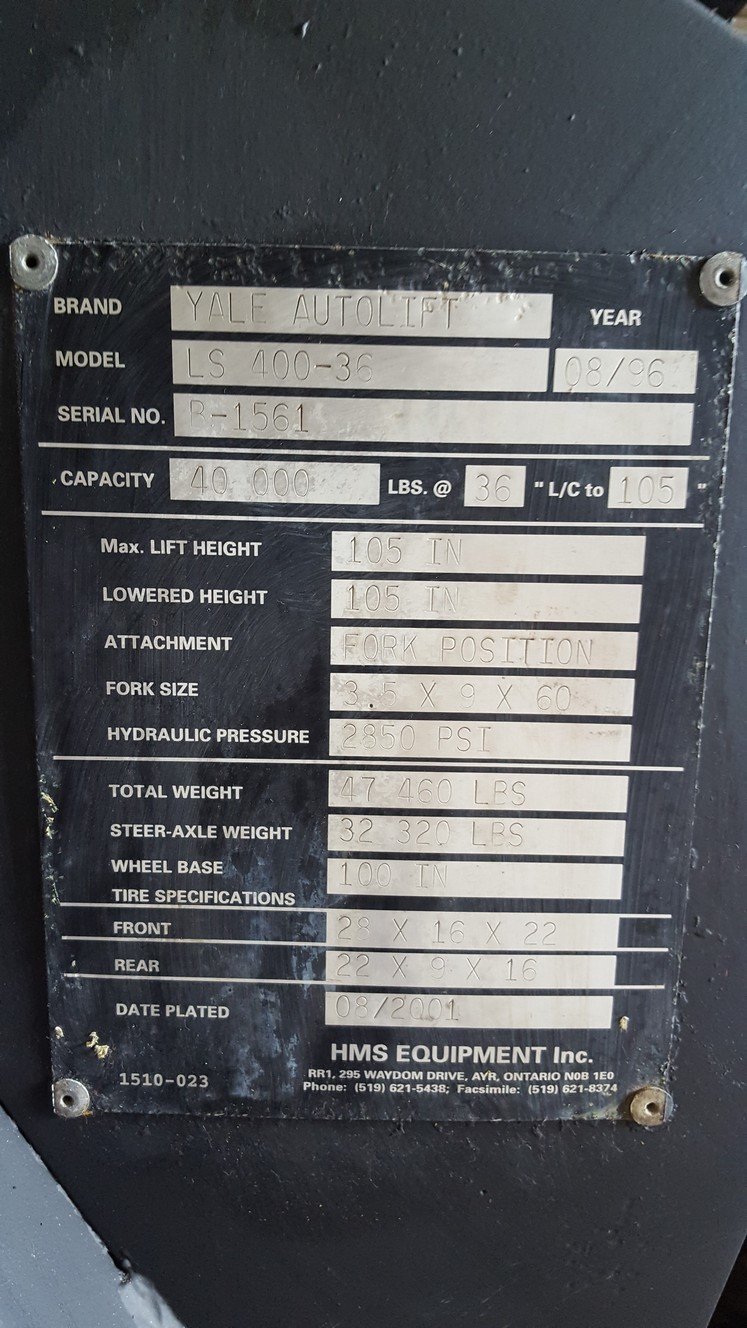 40,000lb. Capacity Yale Autolift Forklift For Sale