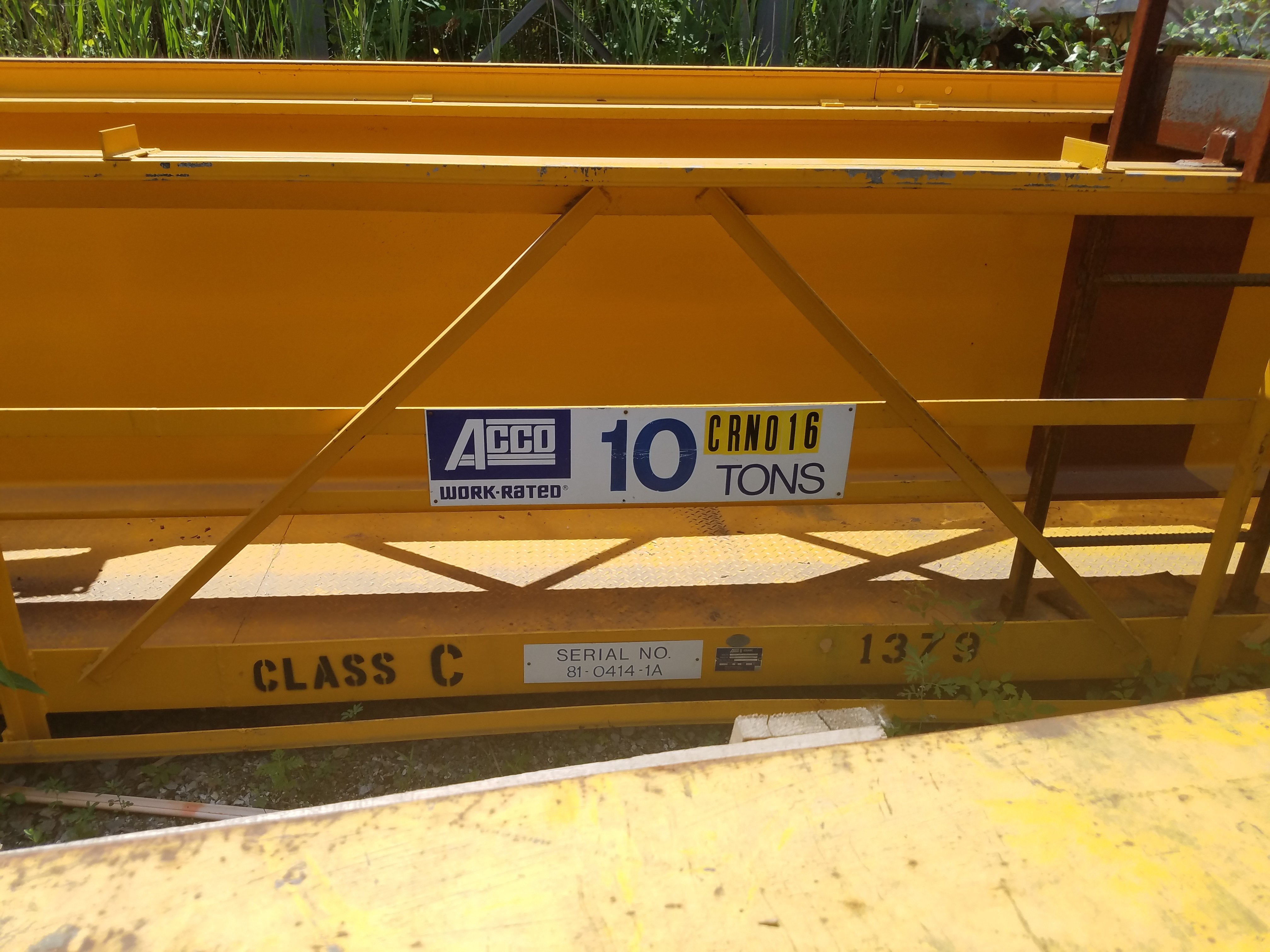 10 Ton Capacity Acco Overhead Bridge Crane For Sale