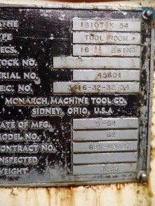 Monarch Tool Room Lathe 62 1610x54